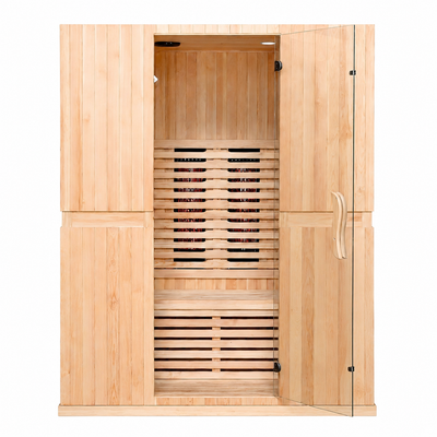 Infrared Home Sauna Room for 2 Persons Sauna Spa Room Hemlock Wood Infrared Sauna Cabin Dry Sauna with Full Spectrum Radiator, LED Light, Bluetooth, MP3, USB (2 Person Sauna Room)