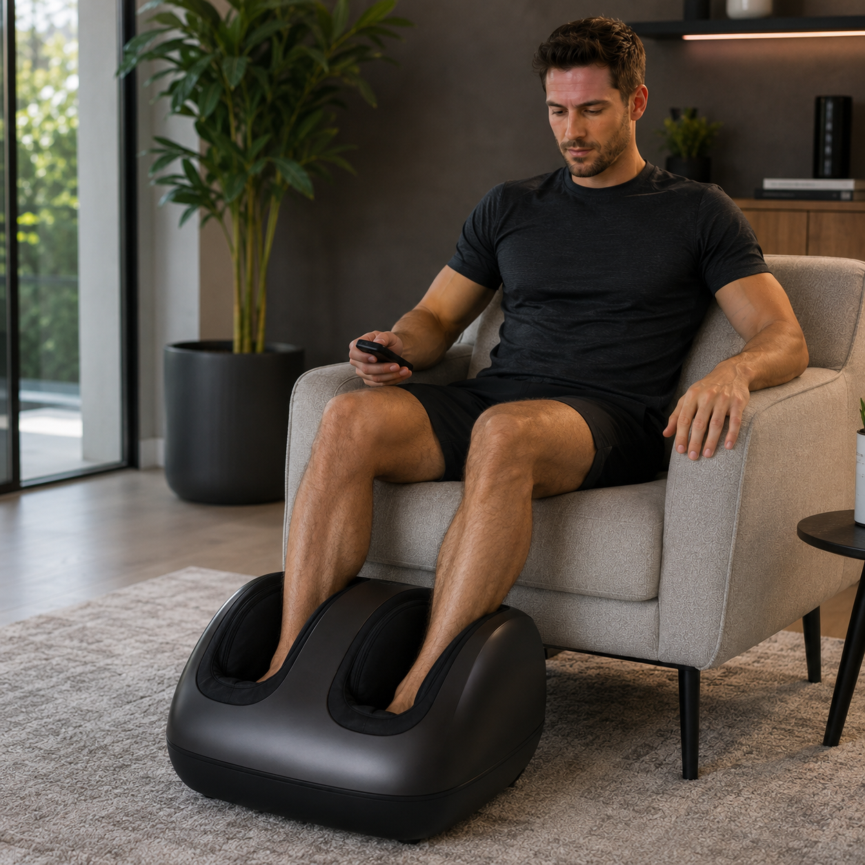 Shiatsu Foot Massager with Heat and Air Compression, Deep Kneading Massage Machine with Remote Control, 4 Modes, 5 Intensity Levels