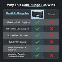 Cold Plunge Tub, 248 Gallon, 1 Horsepower, Heavy-Duty Ice Bath Tub for Athletes with Hot & Cold, Portable Inflatable Plunge Chiller with Water Treatment Kit, Immersion Therapy, Wifi (Black, 1 Set) — Comparison
