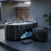 Cold Plunge Tub, 248 Gallon, 1 Horsepower, Heavy-Duty Ice Bath Tub for Athletes with Hot & Cold, Portable Inflatable Plunge Chiller with Water Treatment Kit, Immersion Therapy, Wifi (Black, 1 Set) — Studio Shot