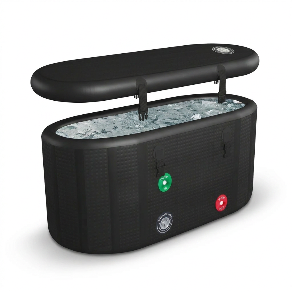 XXL Cold Plunge Tub for Athletes, Compatible with Water Chillers, 195 Gallon Inflatable Cold Plunge with Insulated Lid, Portable Ice Plunge Bathtub for Adult, Ice Tub Outdoor for Cold Water Therapy(C) — Studio Shot