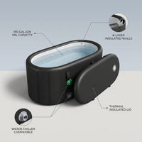 XXL Cold Plunge Tub for Athletes, Compatible with Water Chillers, 195 Gallon Inflatable Cold Plunge with Insulated Lid, Portable Ice Plunge Bathtub for Adult, Ice Tub Outdoor for Cold Water Therapy(C) — infographic