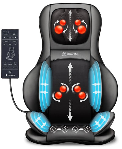 Back Massager with Heat Shiatsu Massage Chair Pad Air Compression Seat Cushion, Black