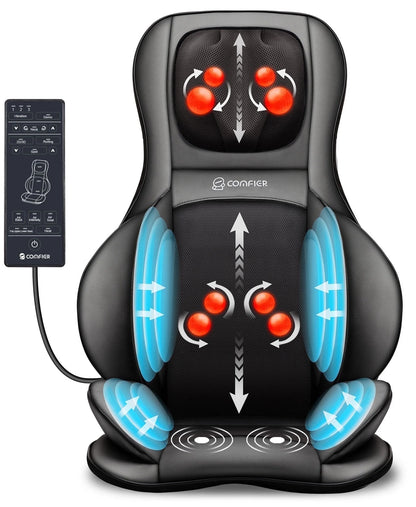 Back Massager with Heat Shiatsu Massage Chair Pad Air Compression Seat Cushion, Black
